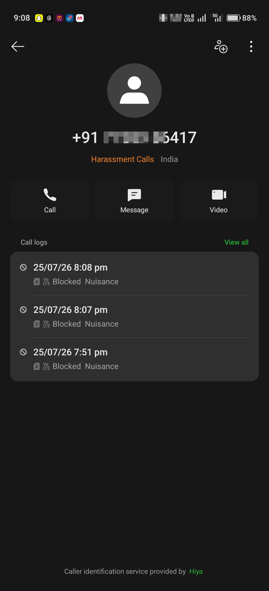 unwanted harrasment calling 