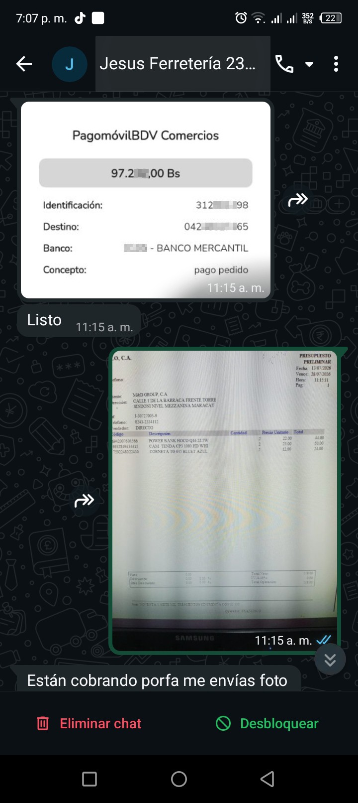 Scammer claiming to be the owner of a hardware store and spa.