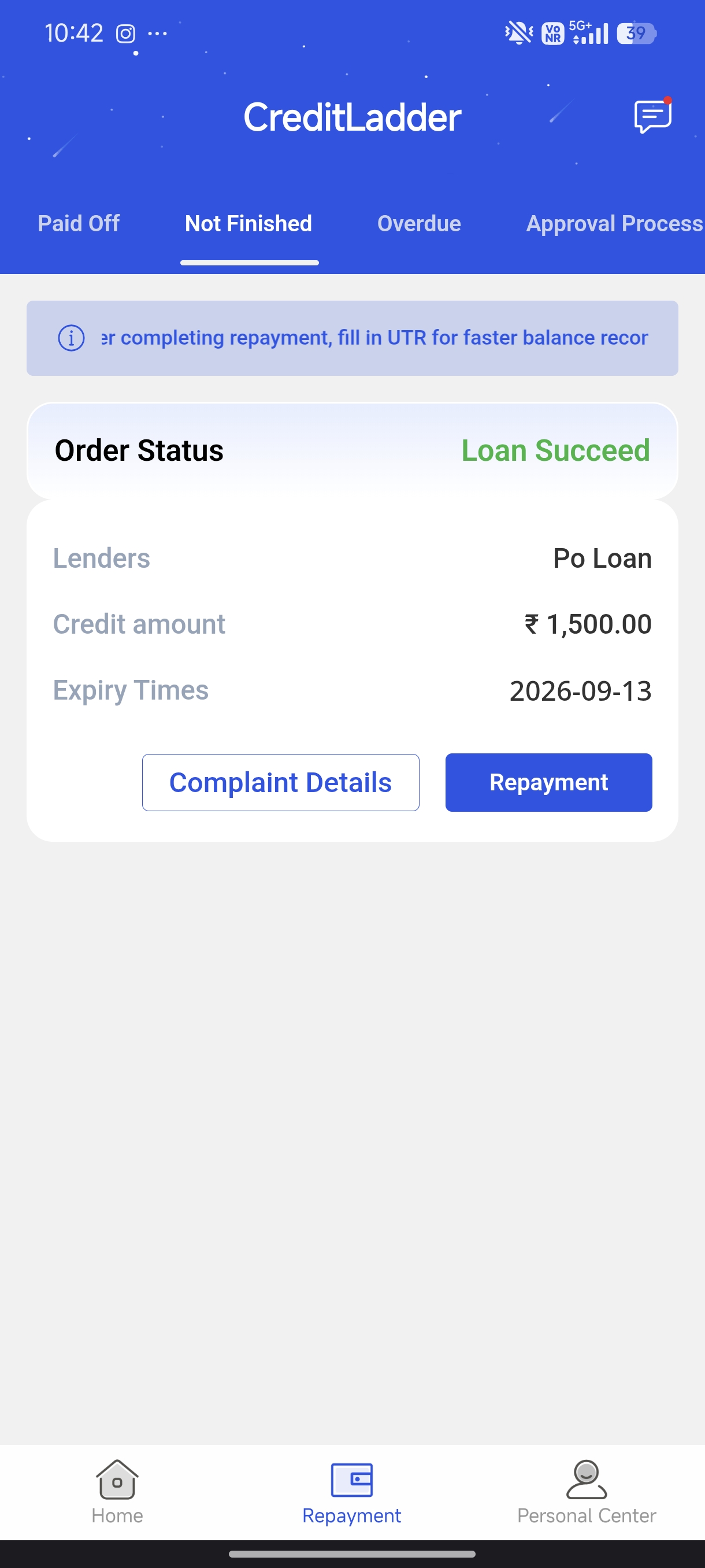 A scam involving offering a loan through the CreditLadder app and taking a payment of 1500.