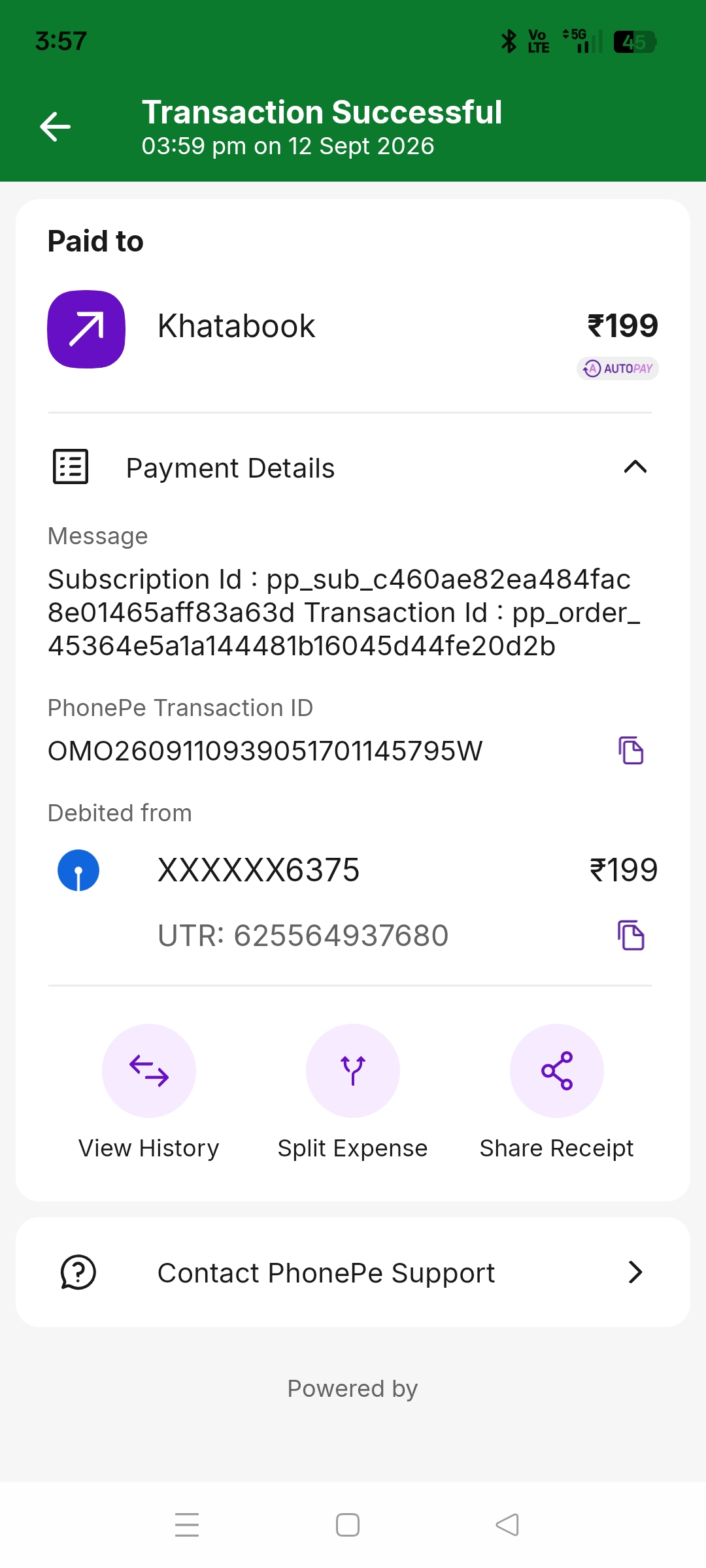 Money has been deducted from the account.