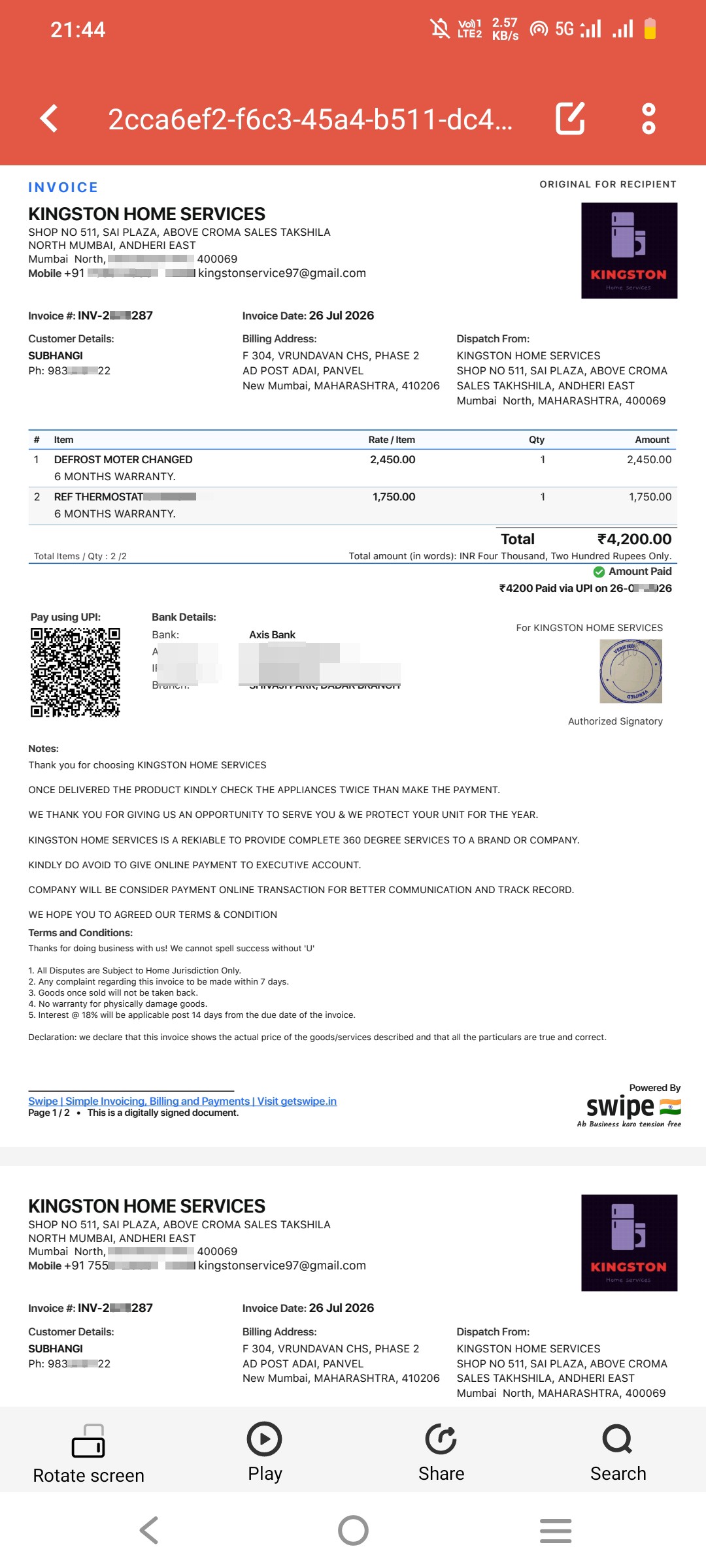 Be alert on fridge and Washing machine repairing, Check part photos with cost online then pay them.