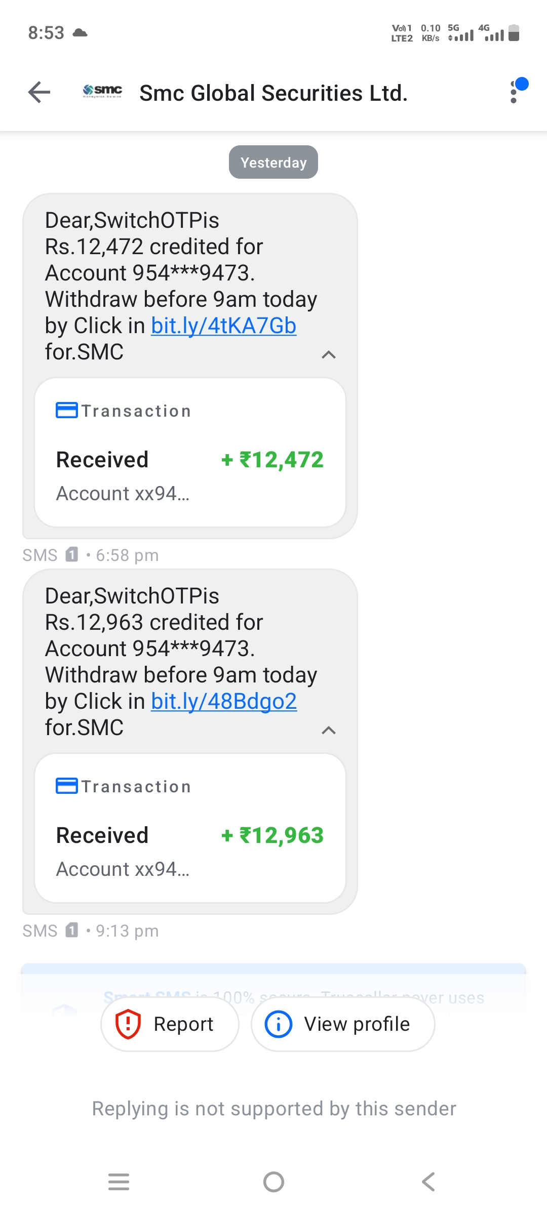 Smc Global Securities Ltd Scam be aware of this type of messages